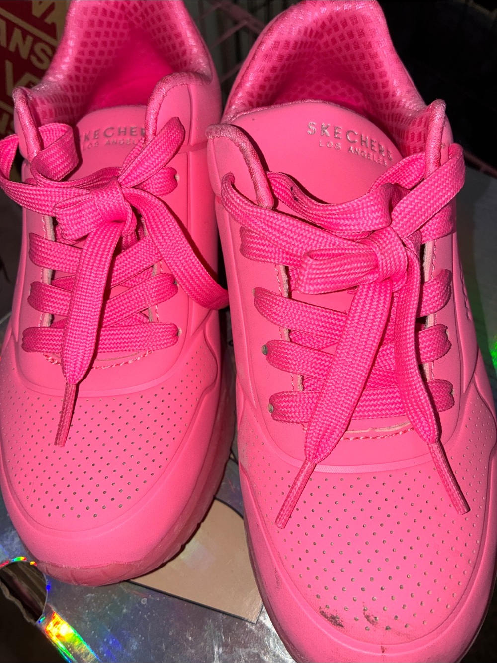 Skechers Girls' Bright Pink Lace-Up Sneakers